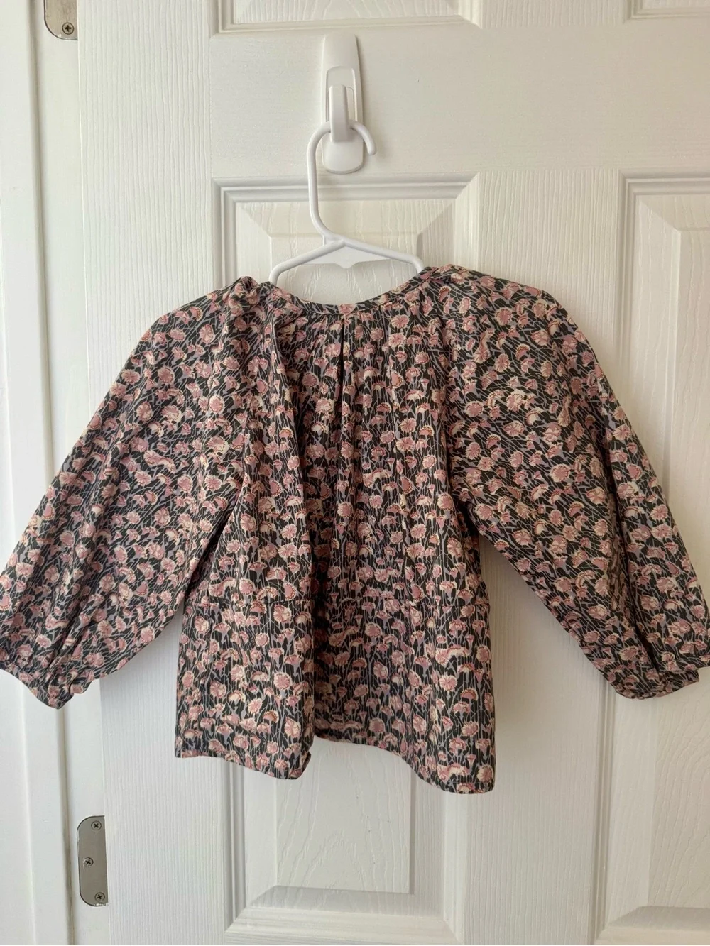 Zara Pink and Black Floral Button-Up Blouse